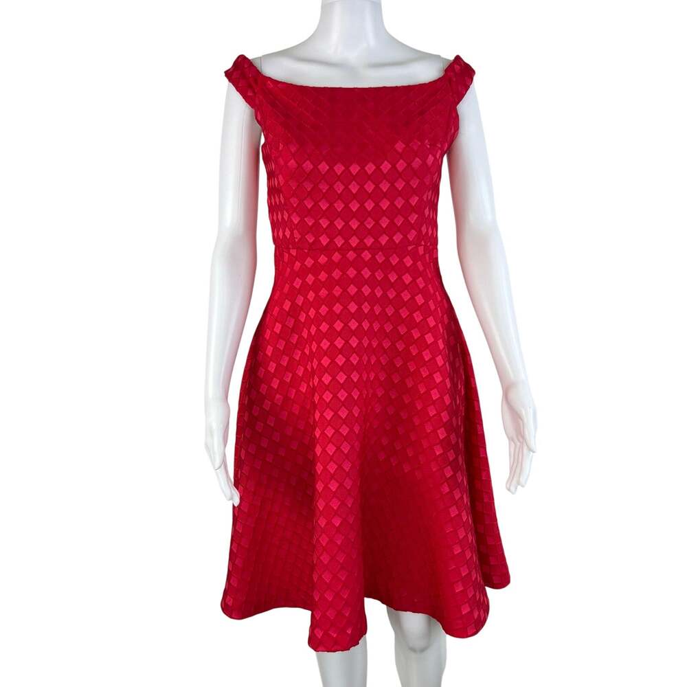 NWT Moulinette Soeurs Anthropologie Red Textured Fit & Flare Cocktail Dress (2)